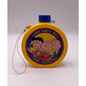 1990 Chex Party Mix And Peanuts Charlie Brown Canteen Flask Promotional Item